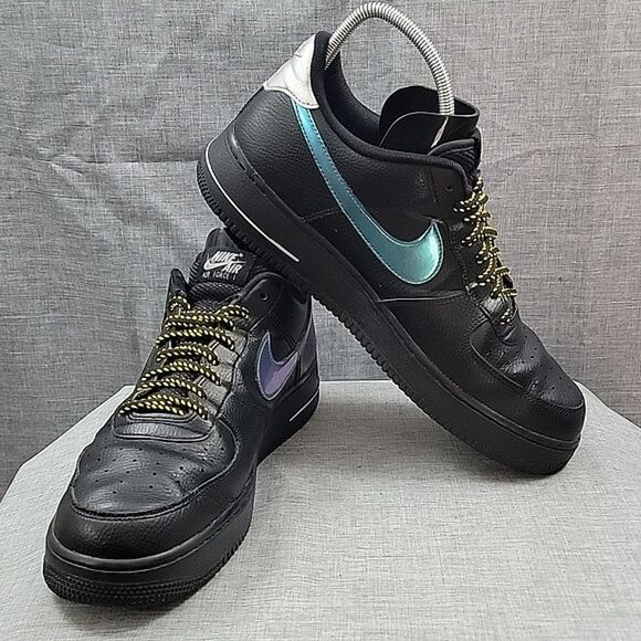Nike Air Force 1 \'07 Low Black Blue Lightning FD0654-001 Men\'s Size 13 US